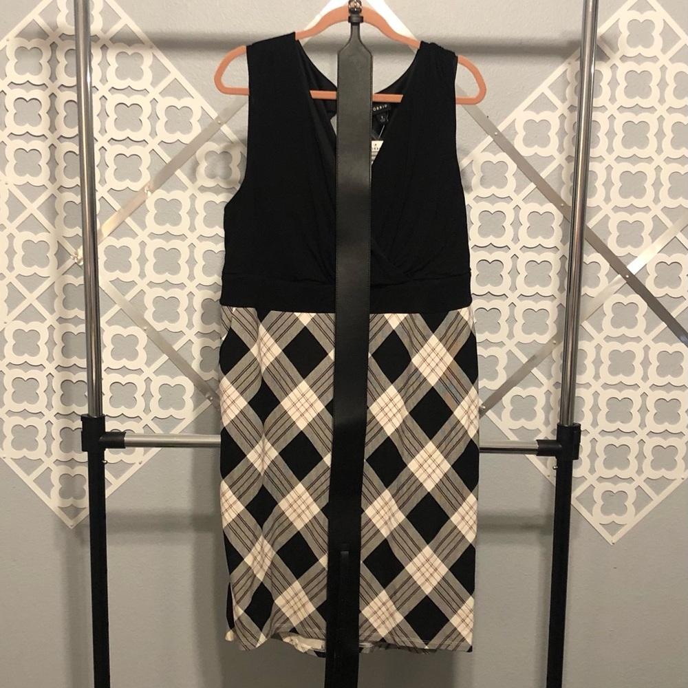 Torrid Black Plaid midi dress with belt - size 2